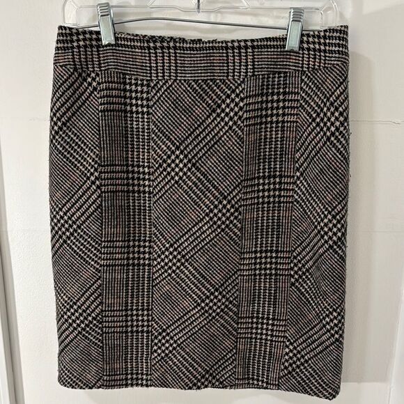 J.Mc Laughlin Classic Plaid Mini Skirt in Black and Brown Size 4 - Picture 1 of 8